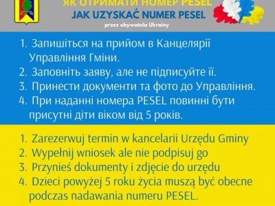 Obrazek dotyczący artykułu JAK OTRZYMAĆ NUMER PESEL (UCHODŹCY Z UKRAINY)