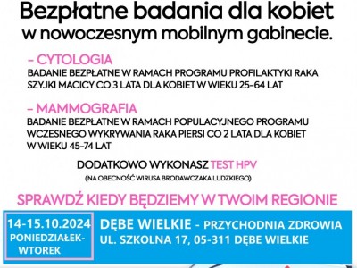 Obrazek dotyczący artykułu BEZPŁATNE BADANIA DLA KOBIET