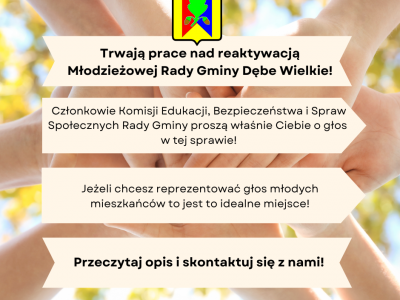 Obrazek dotyczący artykułu TRWAJĄ PRACE NAD REAKTYWACJĄ MŁODZIEŻOWEJ RADY GMINY DĘBE WIELKIE