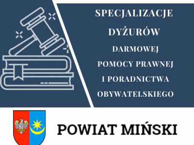 Obrazek dotyczący artykułu SPECJALIZACJE DYŻURÓW DARMOWEJ POMOCY PRAWNEJ I PORADNICTWA OBYWATELSKIEGO